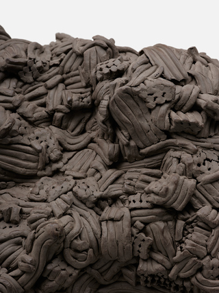 ___'Grey'___ (detail), extruded anthracite clay, 48 x 34 x 34 cm, 2022