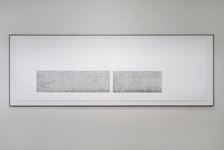 ___'Untitled (Kickplate 2.428)'___, intaglio ink print on paper in metal frame, 250 x 91 cm, 2025 